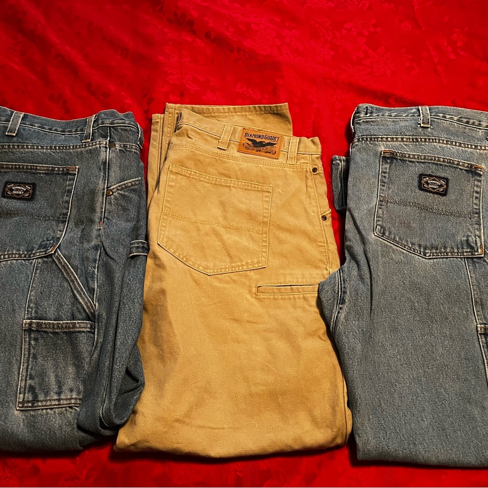 Diamond Gusset Jeans Lot of 3 Carpenter 40x34 Men’s Work Outdoors Farm USA